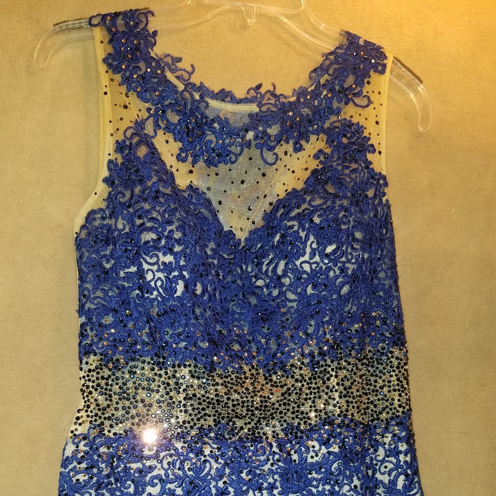 Blue and nude formal dress